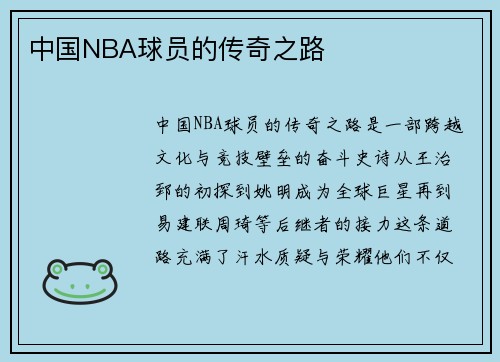 中国NBA球员的传奇之路